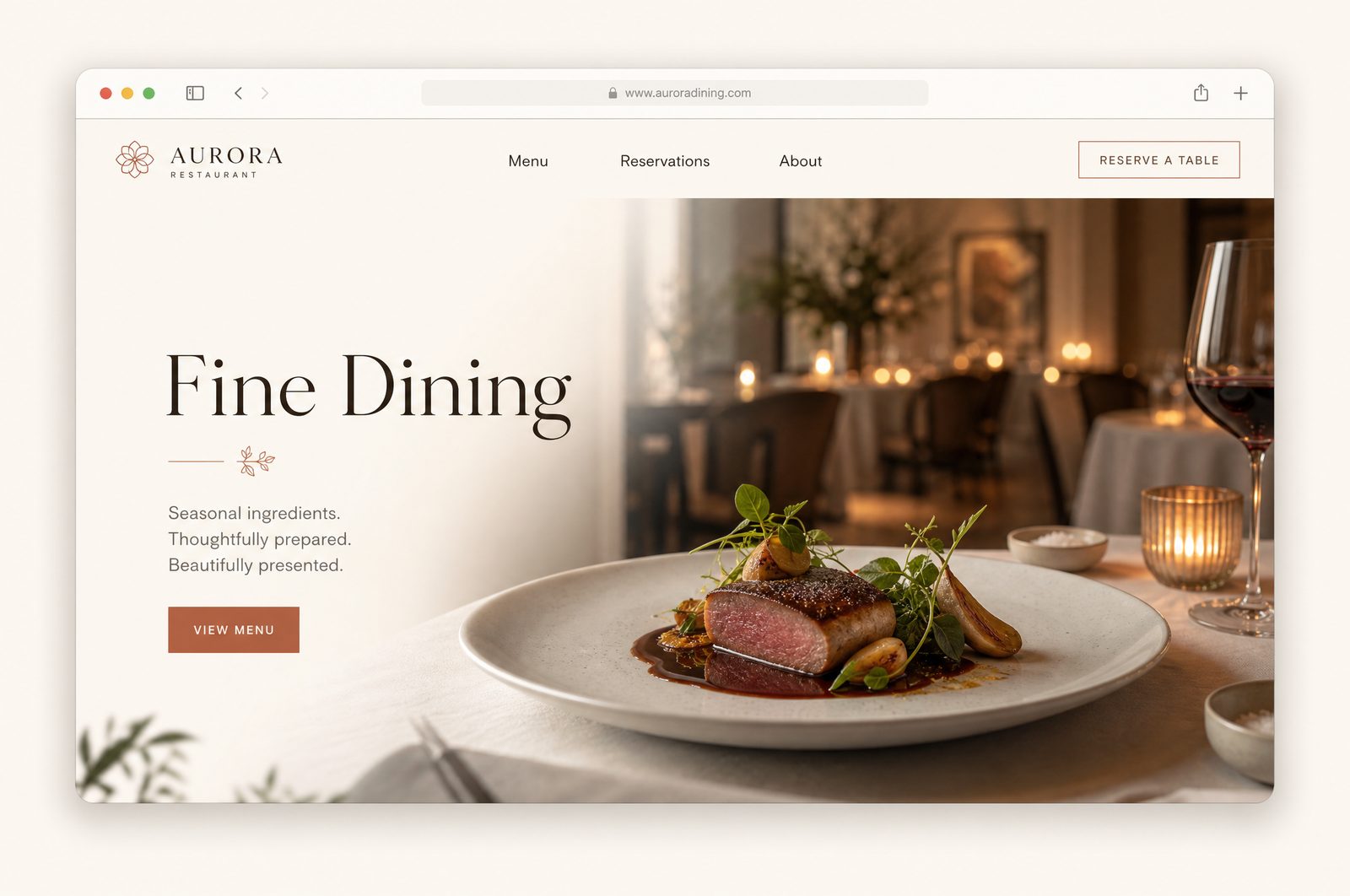 Website-Design Beispiel — Gastronomie